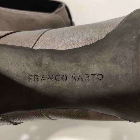 FRANCO SARTO Inkwell‎ Grey Leather Heel Booties Buckle Women's 8.5 Shoes - Picture 11 of 13